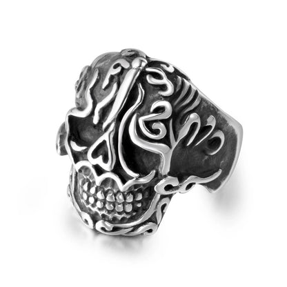 Retro Funny Punk Skull 304 Stainless Steel Polishing Halloween Men's Rings