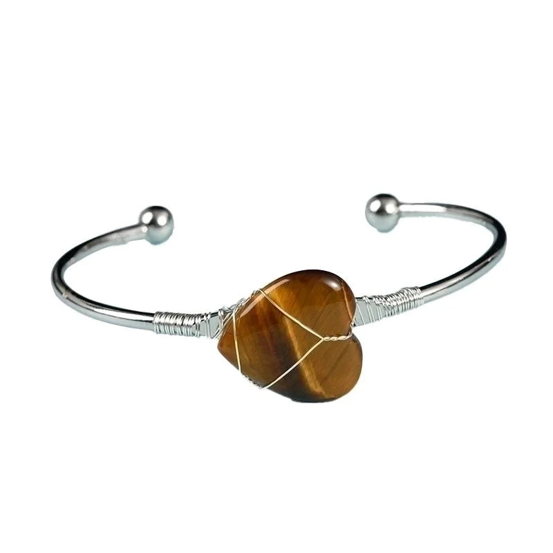 Minimalist Heart Shape Crystal Bangle