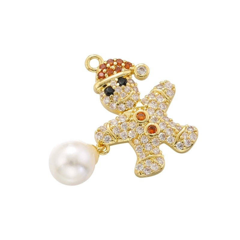 1 Piece 12*19.5mm 13*23.5mm 14*23mm Hole 1~1.9mm Copper Artificial Pearls Zircon 18K Gold Plated Christmas Tree Santa Claus Christmas Socks Pendant Jewelry Accessories