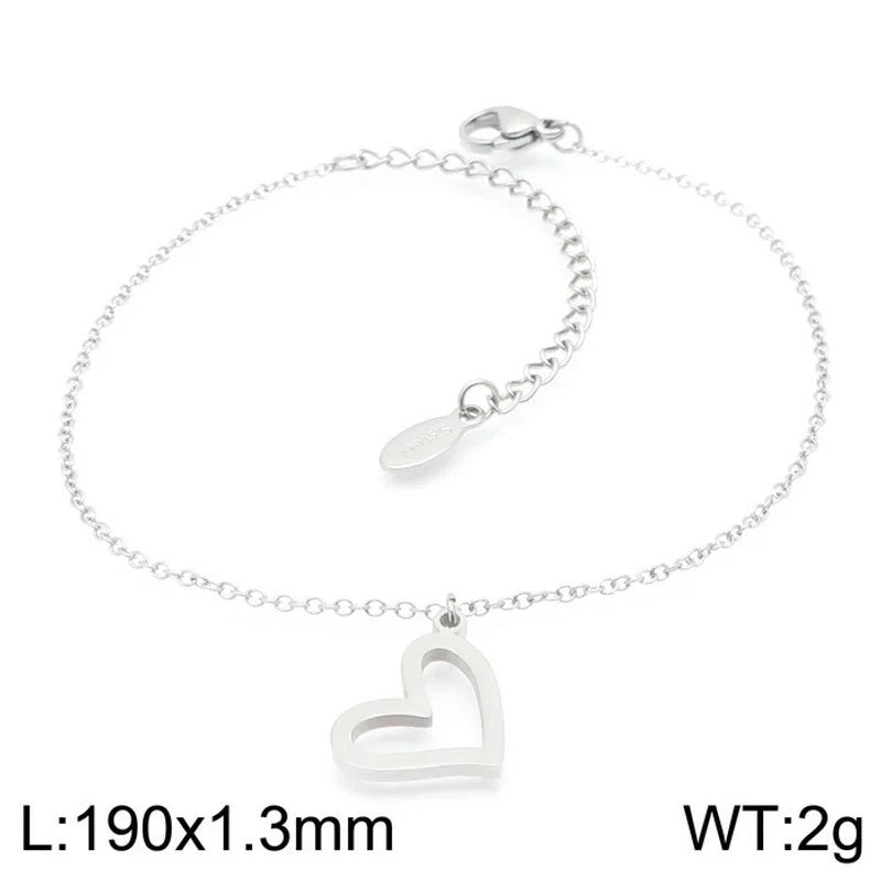 Minimalist Classic Style Heart Shape Stainless Steel Titanium Steel 18K Gold Plated Plating Bracelets Earrings Necklace