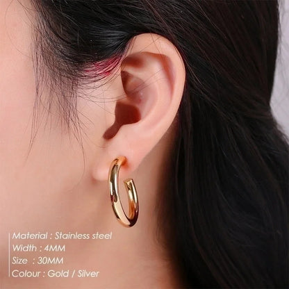 Fashion Geometric Plating 304 Stainless Steel Hoop Earrings