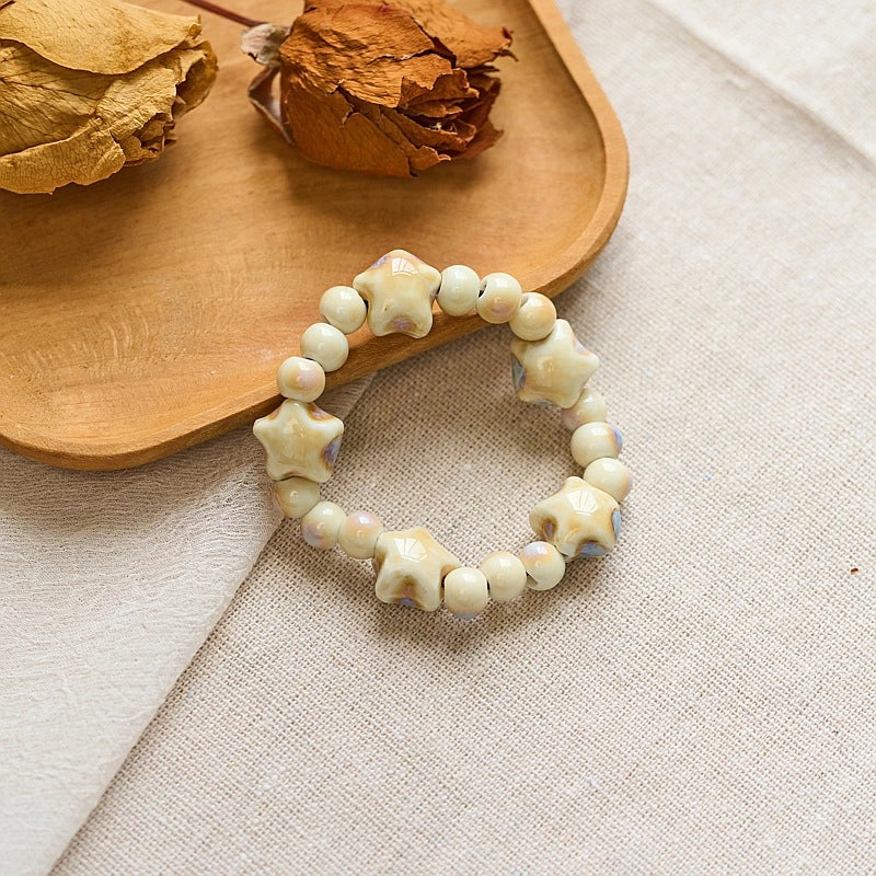Jingdezhen Ceramic Bracelet New Color-free Women's Summer Student's Antique Beaded Bracelet Small Fresh And Popular