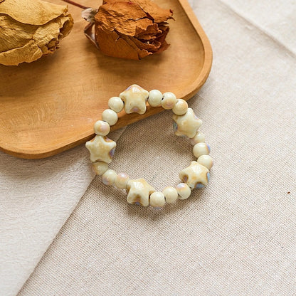 Jingdezhen Ceramic Bracelet New Color-free Women's Summer Student's Antique Beaded Bracelet Small Fresh And Popular