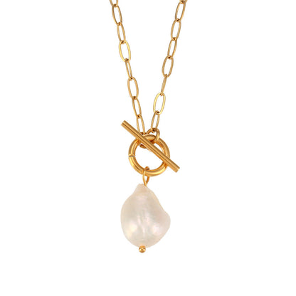 Fashion Ellipse Geometric Stainless Steel 18K Gold Plated Necklaces