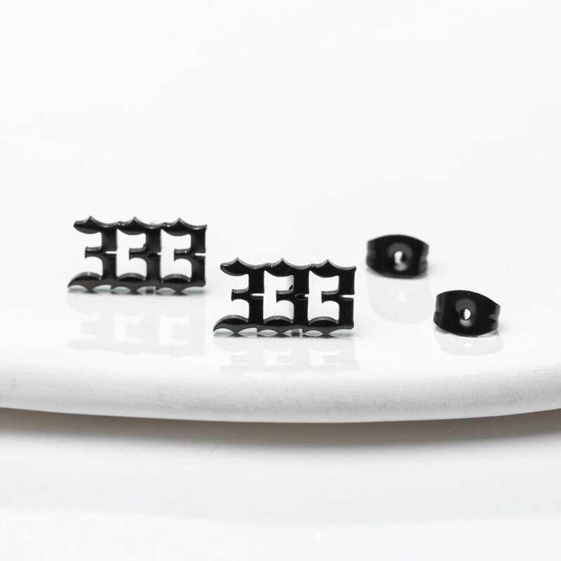 1 Pair Minimalist Number Plating Hollow Out 304 Stainless Steel 18K Gold Plated Ear Studs