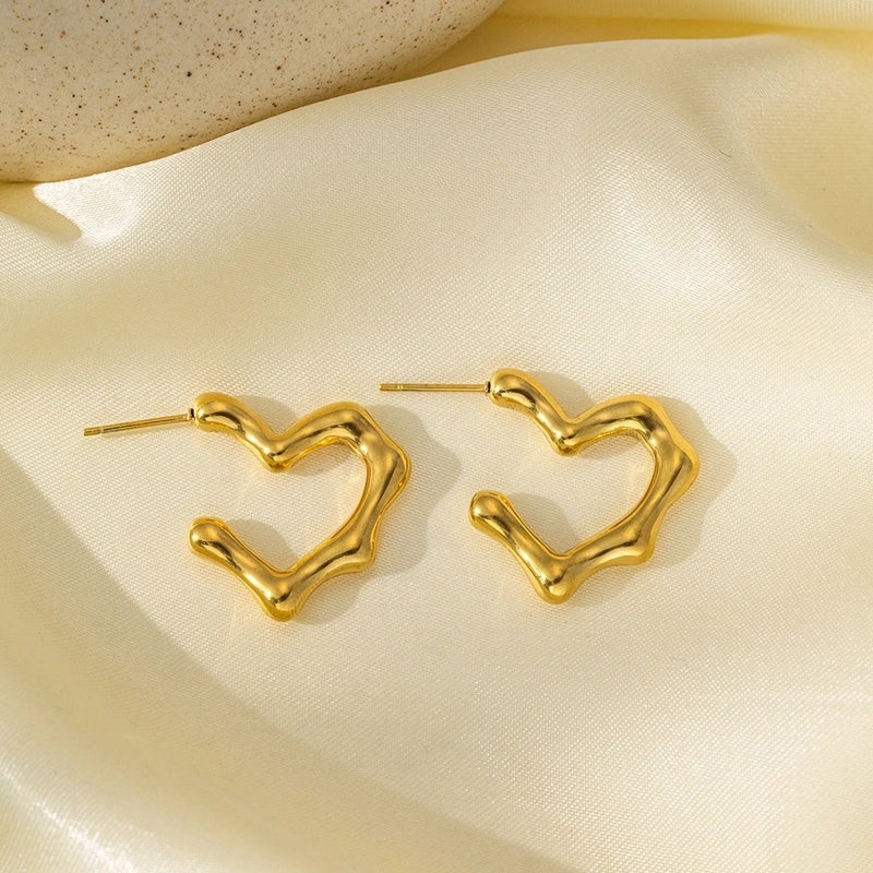 1 Pair Basic Minimalist Irregular Heart Shape Plating Titanium Steel Ear Studs