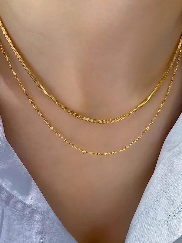 Glam Lady Solid Color 304 Stainless Steel Layered Necklaces