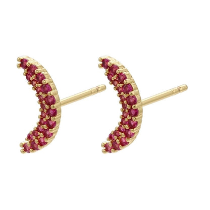 Cute Geometric Moon Flower Copper Artificial Gemstones Copper Earrings