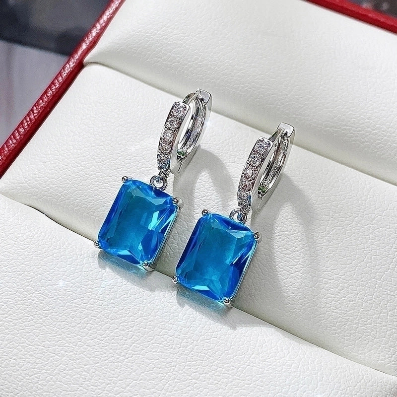 Fashion Square Copper Inlay Zircon Drop Earrings 1 Pair