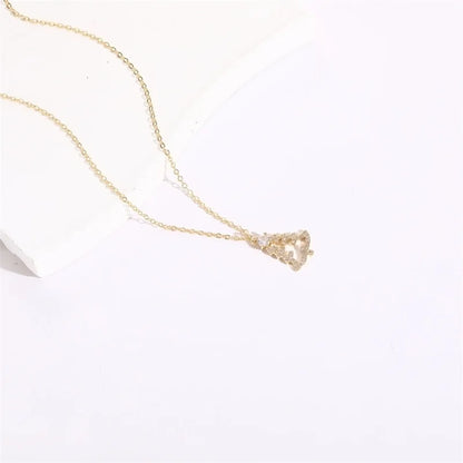 Copper Gold Plated Christmas Tree Sun Moon Zircon Pendant Necklace