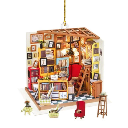 Cross-Border Bookstore Bookcase Creative Pendant Christmas Tree Car Decoration Acrylic Hang Decorations Pendant 8cm