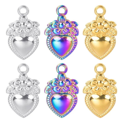 Casual Heart Shape Flower 304 Stainless Steel 18K Gold Plated Pendant Necklace Necklace Pendant