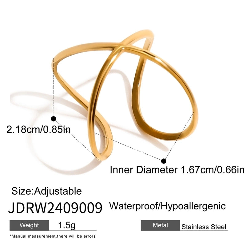 Minimalist Geometric 304 Stainless Steel 18K Gold Plated Rings