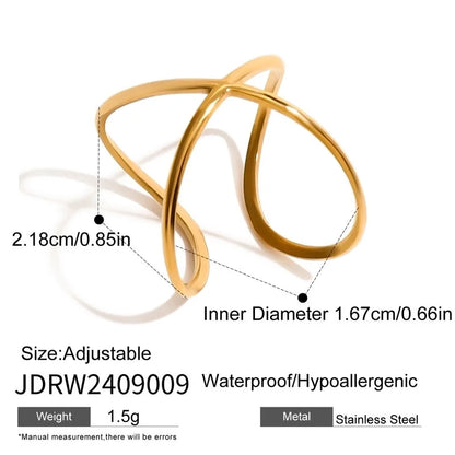 Minimalist Geometric 304 Stainless Steel 18K Gold Plated Rings