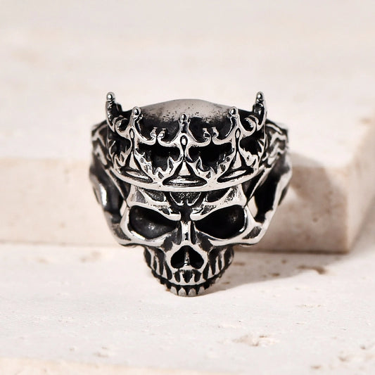 Retro Punk Skull 304 Stainless Steel Plating 18K Gold Plated Halloween Men's Rings