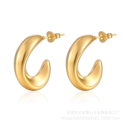 1 Pair Fashion Solid Color Plating 304 Stainless Steel 18K Gold Plated Earrings