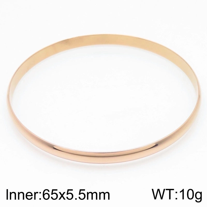 Minimalist Round Stainless Steel 18K Gold Plated Bangle In Bulk