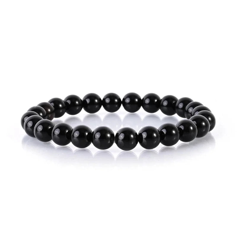 2 Pieces Casual Minimalist Round Natural Stone Lava Rock Bracelets In Bulk