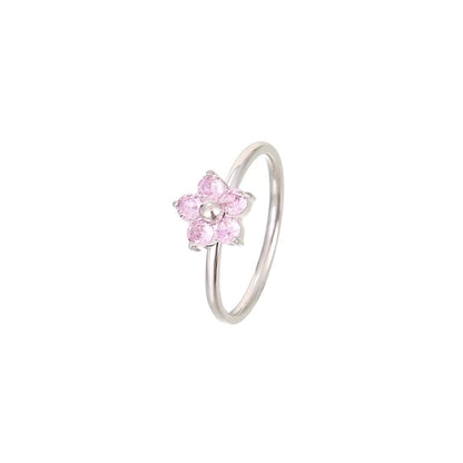 Sweet Minimalist Flower 304 Stainless Steel Zircon White Gold Plated Gold Plated Plating Inlay Rings