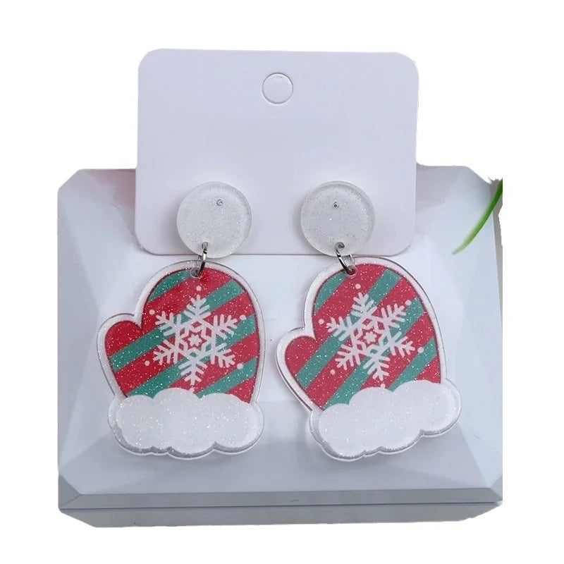 Minimalist Snowflake Arylic Printing Earrings