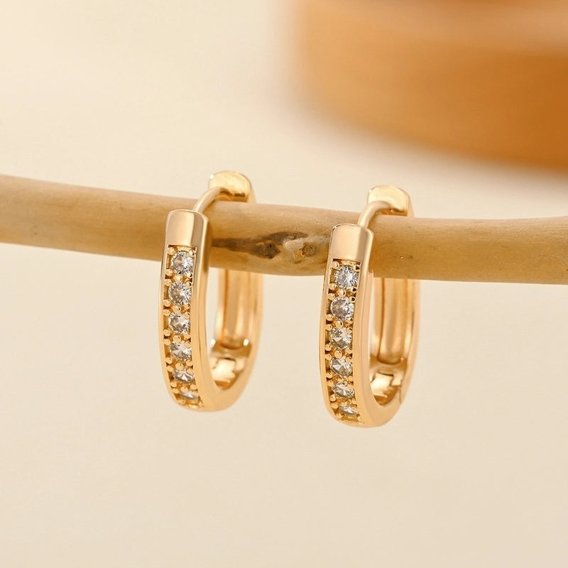 1 Pair Minimalist Solid Color Copper Zircon Earrings