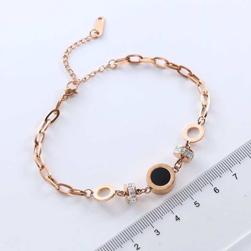 Women Versatile Asymmetrical Circle Chain Geometric Stainless Steel Electroplating Bracelets