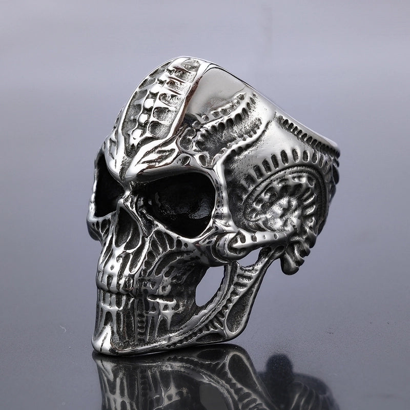 Retro Exaggerated Punk Skull 304 Stainless Steel Halloween Men'S Rings