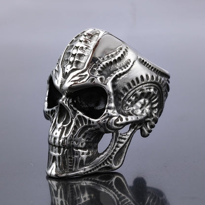 Retro Exaggerated Punk Skull 304 Stainless Steel Halloween Men'S Rings