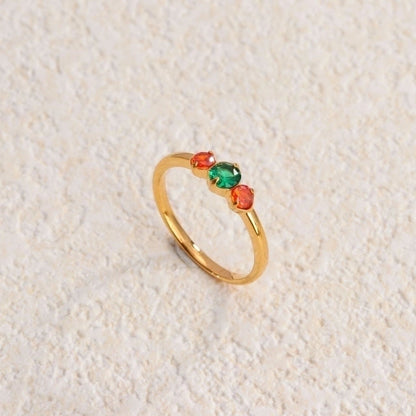 Retro Water Droplets Titanium Steel Inlay Artificial Diamond Rings