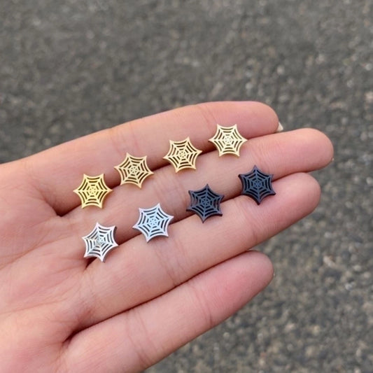 1 Pair Halloween Fashion Spider Web Plating Titanium Steel 18K Gold Plated Ear Studs