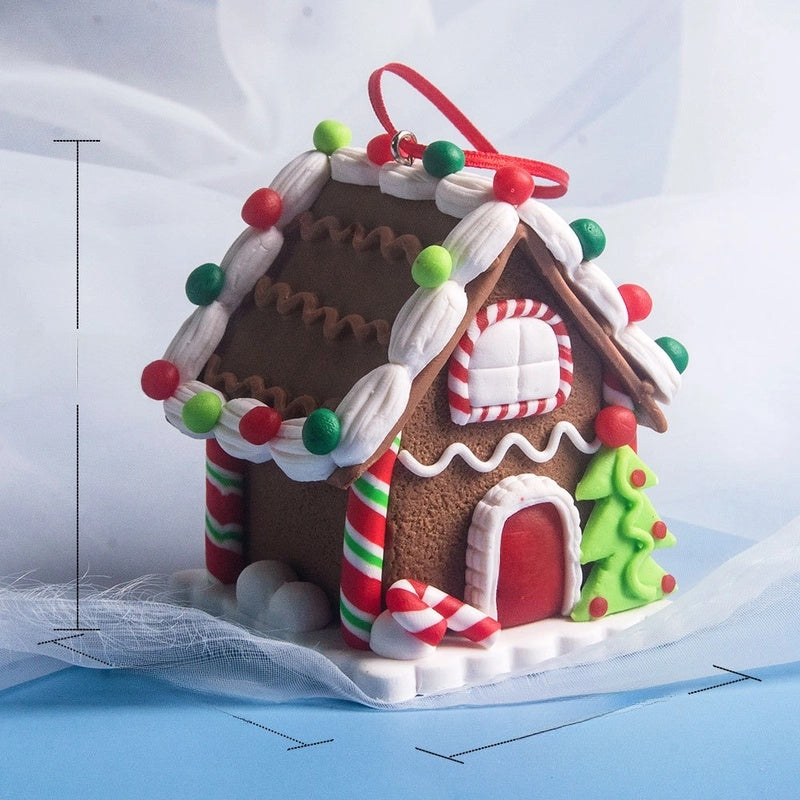 Christmas House Creative Soft Pottery House Without Lights Pendant Christmas Decoration Three-dimensional Luminous House Decoration Ornaments
