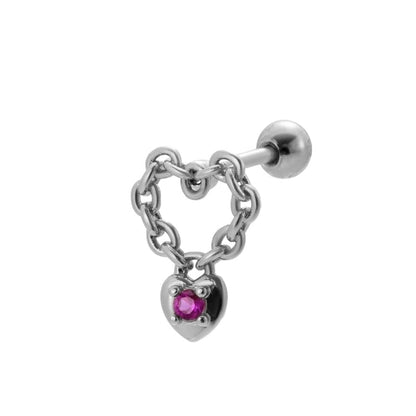 1 Piece Ear Cartilage Rings & Studs Sweet Heart Shape Flower 316L Stainless Steel Copper Plating Inlay Zircon Ear Cartilage Rings & Studs