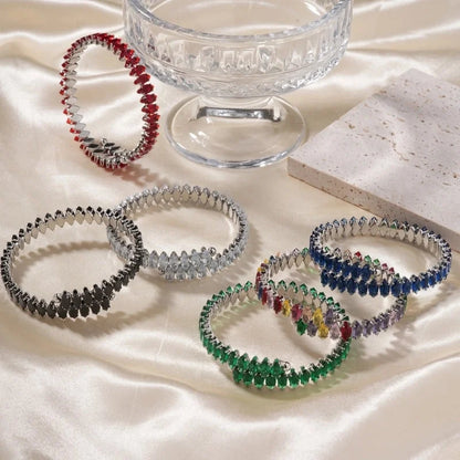 Copper K Gold Plated Inlay Geometric Water Droplets Zircon Bangle