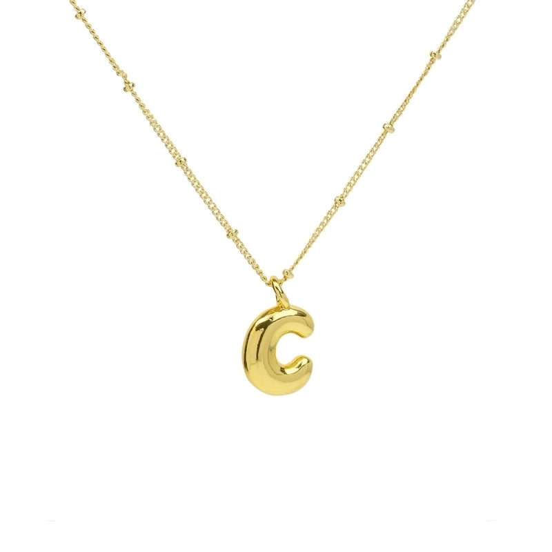 Copper Brass Minimalist Letter Pendant Necklace