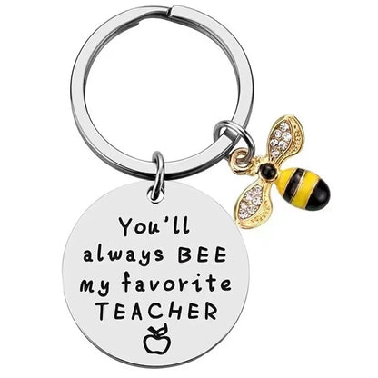 European And American Cross-border Amazon Bee Stainless Steel Keychain Christmas Valentine's Day Gift Engraving Keychain