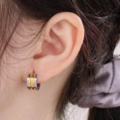 1 Pair Basic Geometric Titanium Steel 18K Gold Plated Hoop Earrings