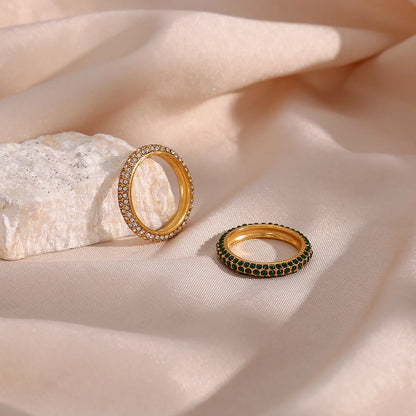 Women Fashion Geometric Stainless Steel 18K Gold Plated Rings