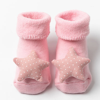 New Newborn Baby Socks Autumn And Winter A Cotton Red Terry Fleece-lined Thickened Non-slip Baby Christmas Floor Socks 1