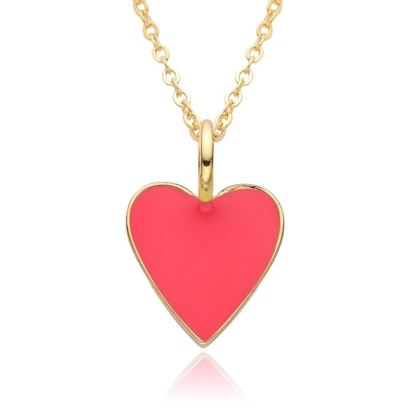Copper IG Style Minimalist Heart Shape Enamel Plating Pendant Necklace