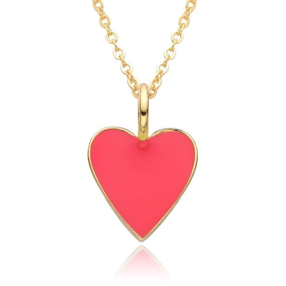 Copper IG Style Minimalist Heart Shape Enamel Plating Pendant Necklace