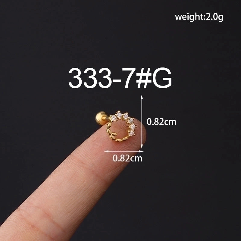 Ear Cartilage Rings & Studs Fashion Geometric Copper Plating Artificial Gemstones