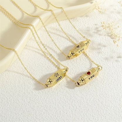 Copper 18K Gold Plated Plating Inlay Devil's Eye Heart Shape Candy Zircon Pendant Necklace