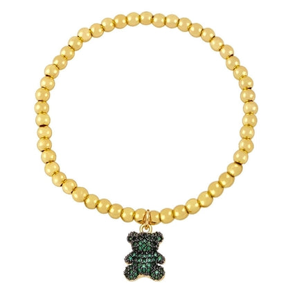 Ig Style Cute Fashion Bear Copper Beaded Plating Inlay Zircon Bracelets
