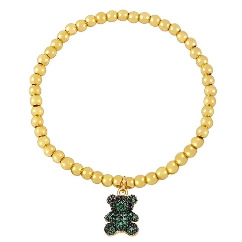 Ig Style Cute Fashion Bear Copper Beaded Plating Inlay Zircon Bracelets