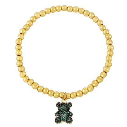 Ig Style Cute Fashion Bear Copper Beaded Plating Inlay Zircon Bracelets