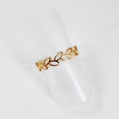 Titanium Steel 14K Gold Plated Casual Minimalist Plating Hollow Out Leaves Solid Color Open Rings