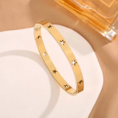 Minimalist Star Titanium Steel Plating Hollow Out Bangle