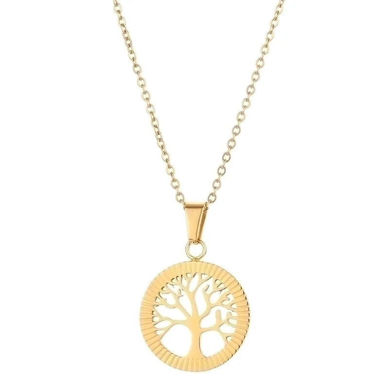 Casual Minimalist Life Tree 304 Stainless Steel Plating Pendant Necklace