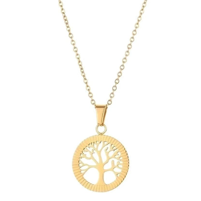 Casual Minimalist Life Tree 304 Stainless Steel Plating Pendant Necklace