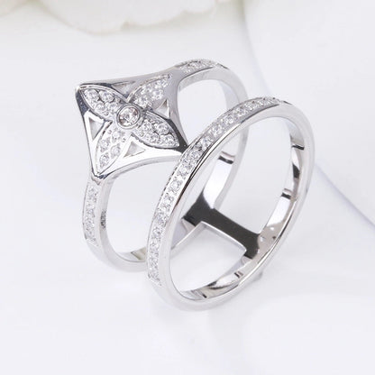 Minimalist Solid Color Titanium Steel Metal Inlay Artificial Gemstones Open Ring